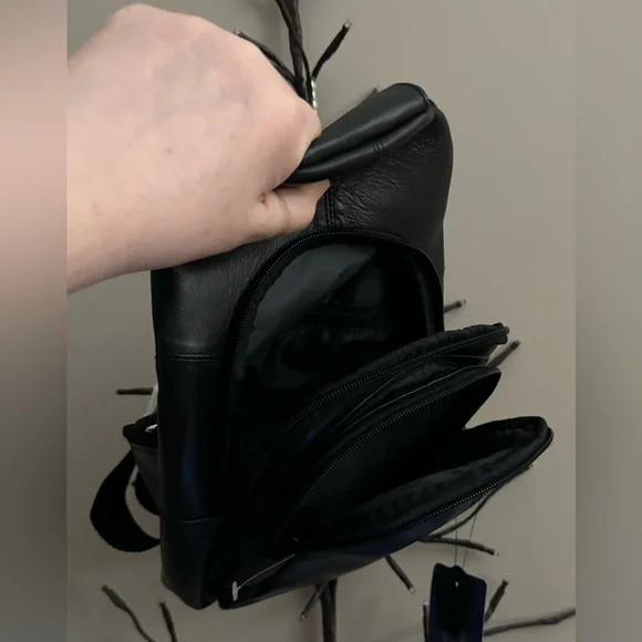 Black Leather Sling Bag - Picture 6 of 8